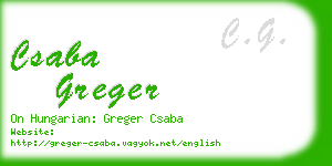 csaba greger business card